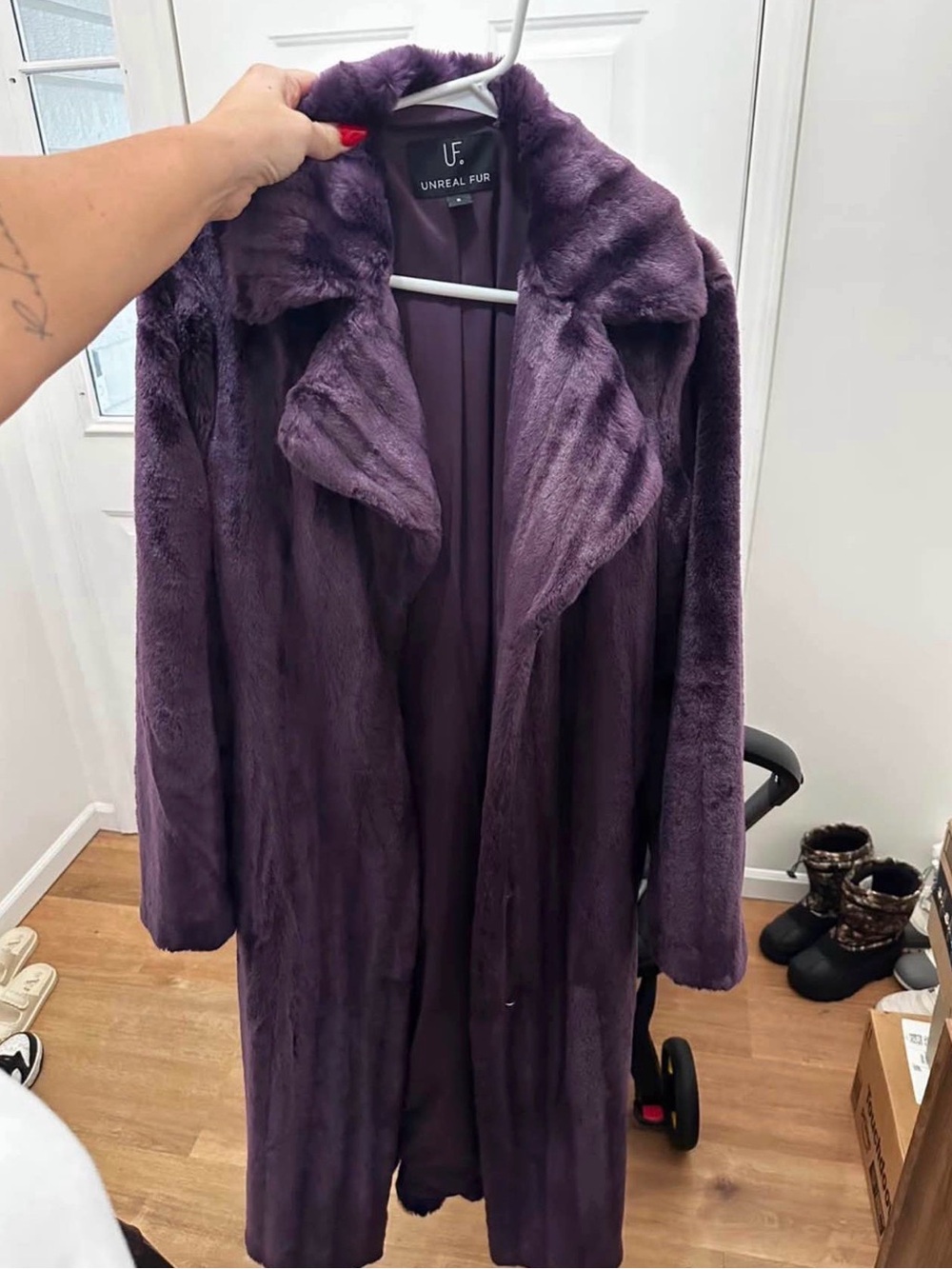 Unreal Fur Deep Purple Faux Fur Long Coat